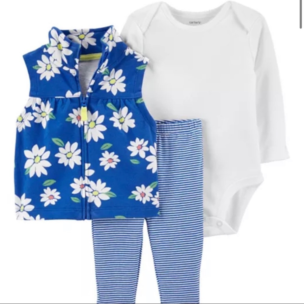 Baby Girls 3-piece Daisy Vest Set